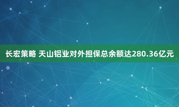 长宏策略 天山铝业对外担保总余额达280.36亿元